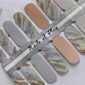 5 for $15 Nail Wraps- Gray Gold Stone